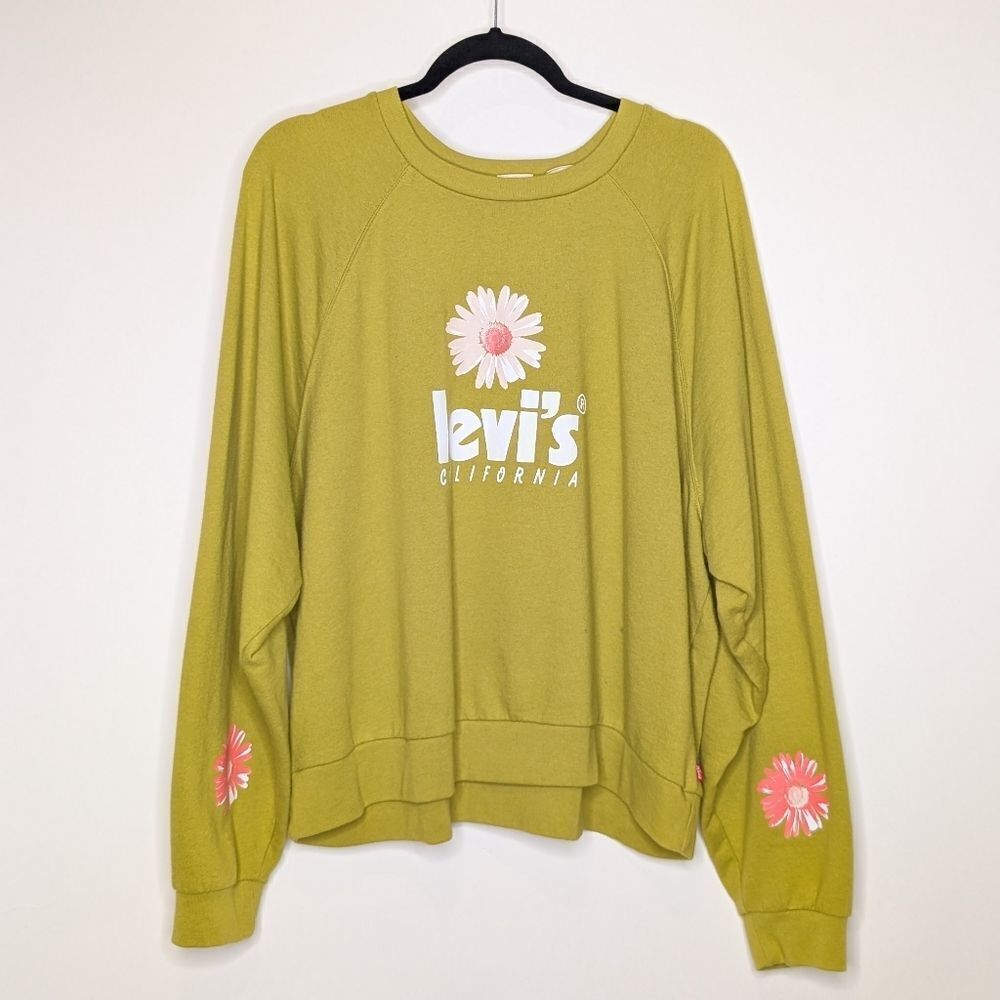 Levi's California Green Floral Pullover Crewneck Sweatshirt